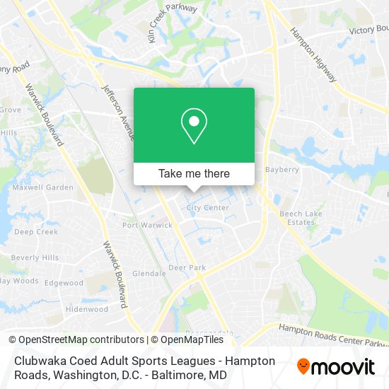 Clubwaka Coed Adult Sports Leagues - Hampton Roads map
