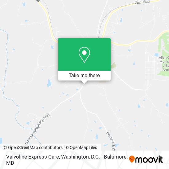 Mapa de Valvoline Express Care