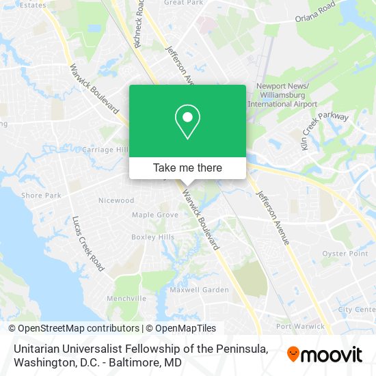 Unitarian Universalist Fellowship of the Peninsula map