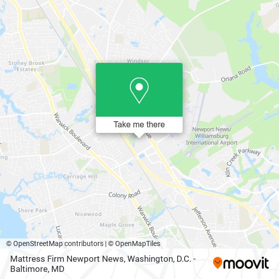 Mattress Firm Newport News map