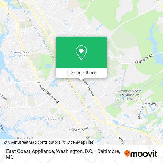 Mapa de East Coast Appliance