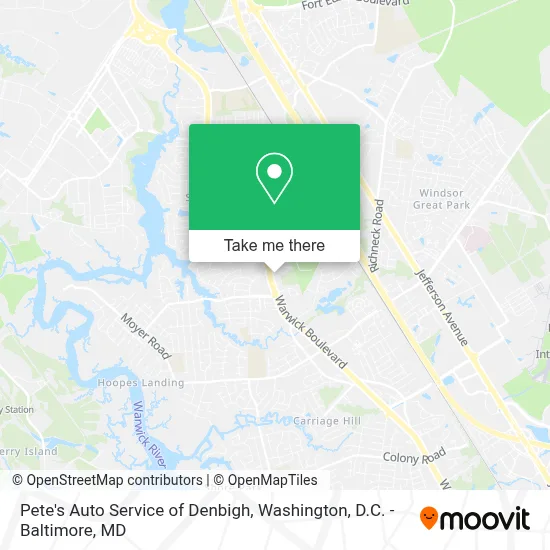 Pete's Auto Service of Denbigh map