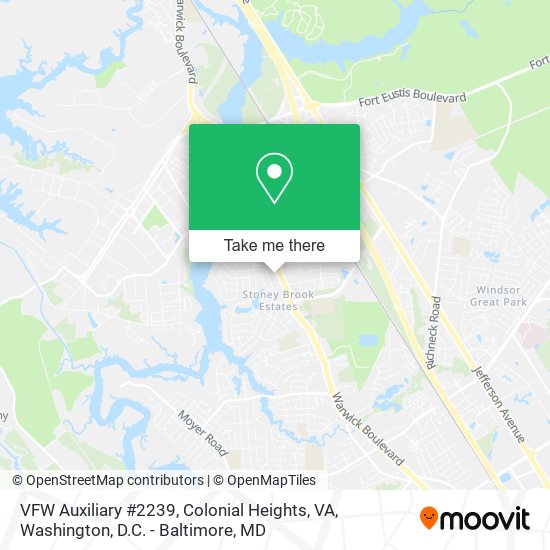 Mapa de VFW Auxiliary #2239, Colonial Heights, VA