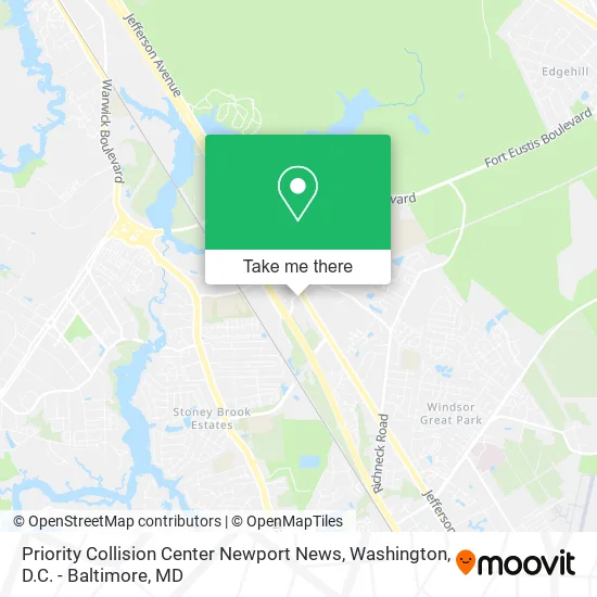 Priority Collision Center Newport News map