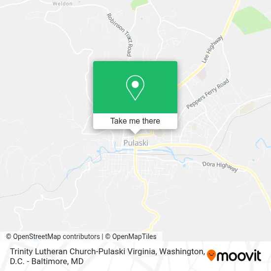 Trinity Lutheran Church-Pulaski Virginia map