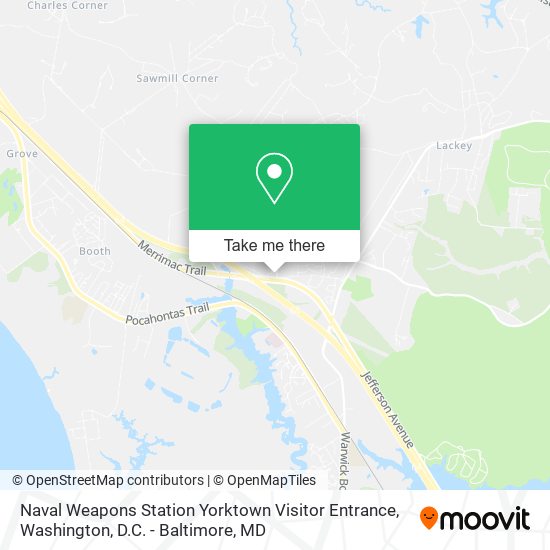 Naval Weapons Station Yorktown Visitor Entrance map