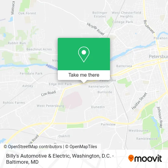 Billy's Automotive & Electric map