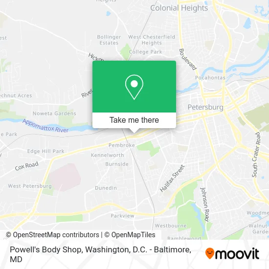 Powell's Body Shop map