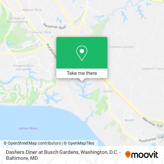 Mapa de Dashers Diner at Busch Gardens