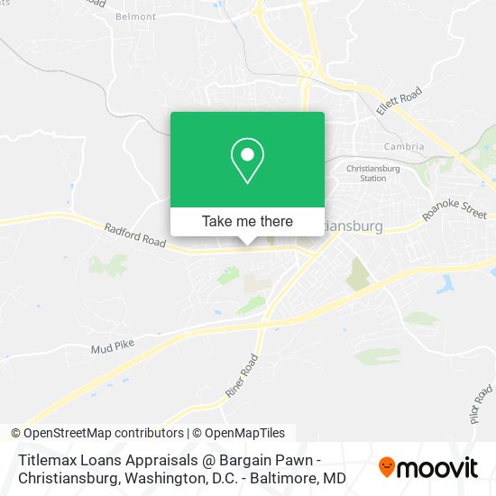 Mapa de Titlemax Loans Appraisals @ Bargain Pawn - Christiansburg