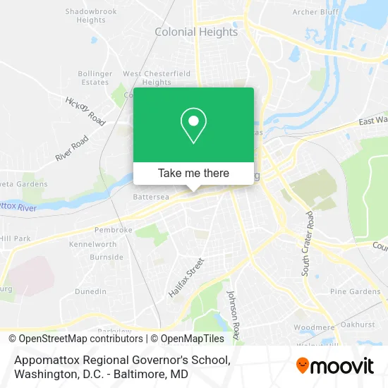 Appomattox Regional Governor's School map