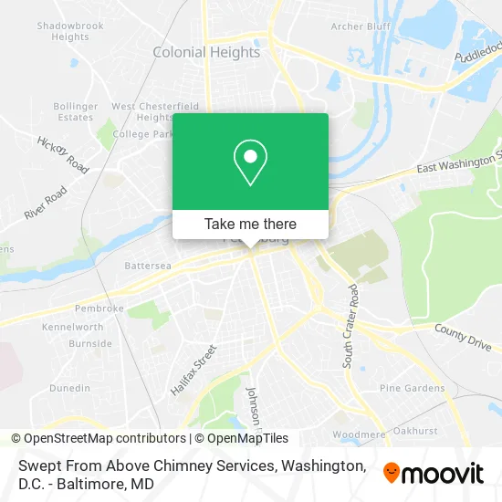 Swept From Above Chimney Services map