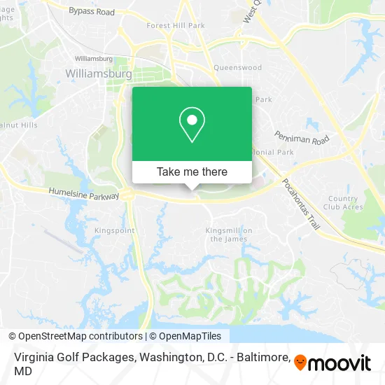 Virginia Golf Packages map