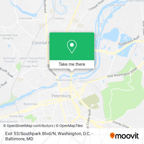 Exit 53/Southpark Blvd/N map