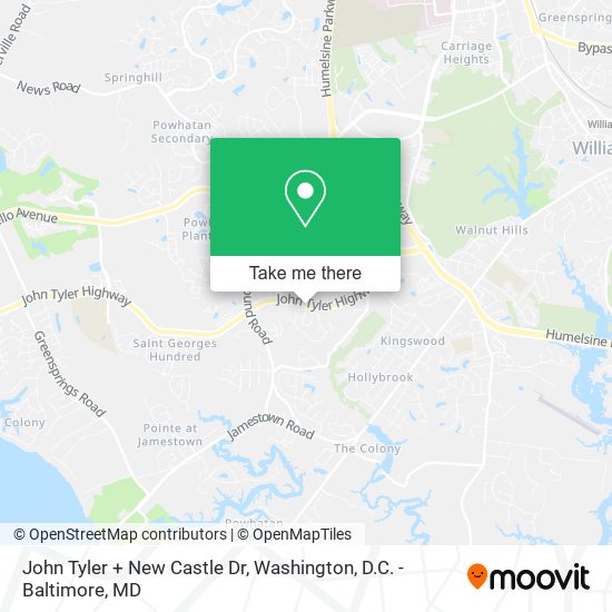 John Tyler + New Castle Dr map