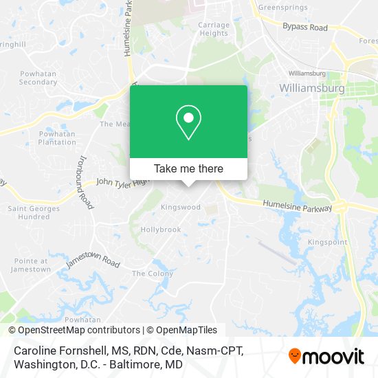 Caroline Fornshell, MS, RDN, Cde, Nasm-CPT map