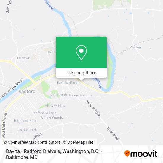 Davita - Radford Dialysis map