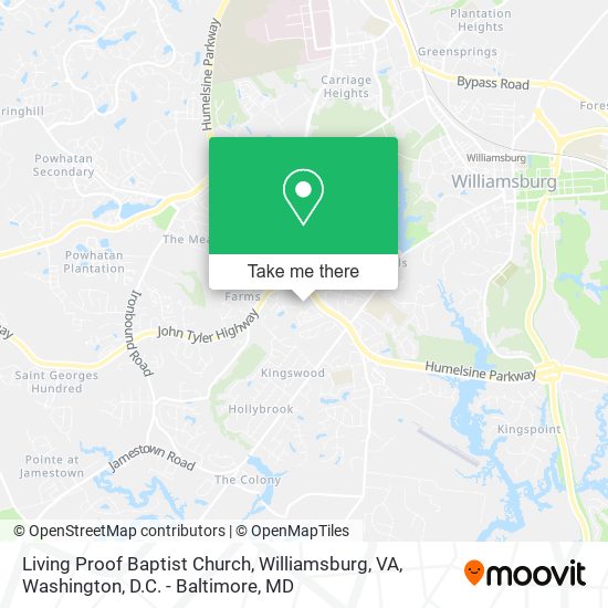 Mapa de Living Proof Baptist Church, Williamsburg, VA