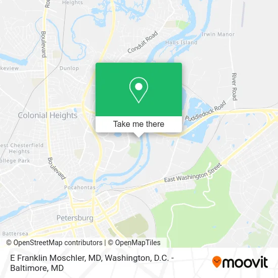 E Franklin Moschler, MD map