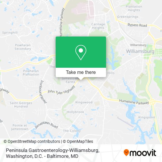 Peninsula Gastroenterology-Williamsburg map