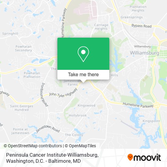 Peninsula Cancer Institute-Williamsburg map