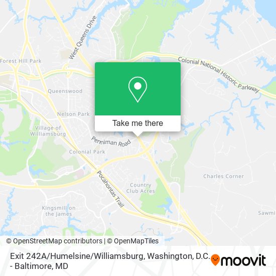 Exit 242A / Humelsine / Williamsburg map