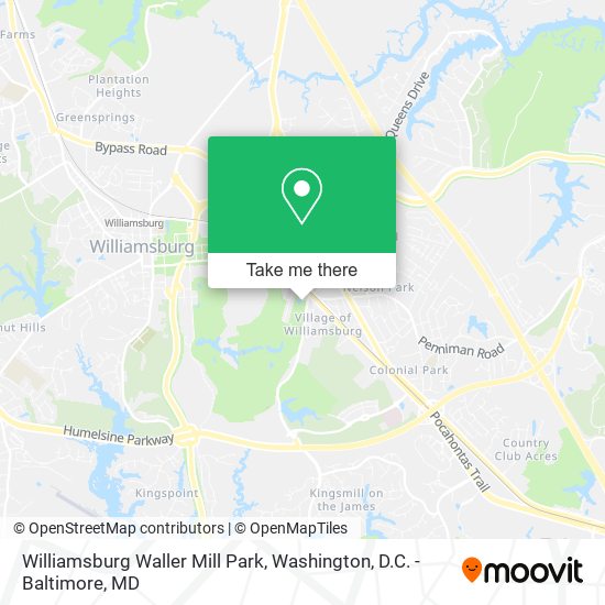 Williamsburg Waller Mill Park map