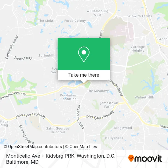 Monticello Ave + Kidsbrg PRK map