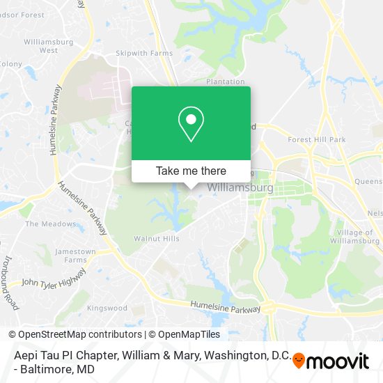 Aepi Tau PI Chapter, William & Mary map