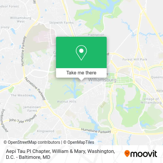 Aepi Tau PI Chapter, William & Mary map