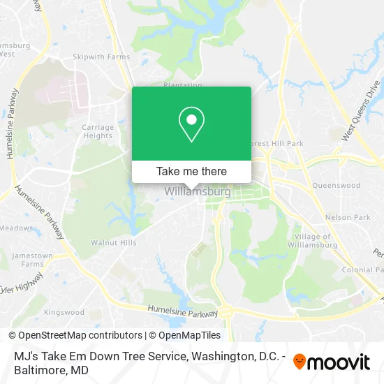 MJ's Take Em Down Tree Service map