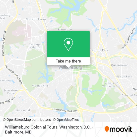 Williamsburg Colonial Tours map