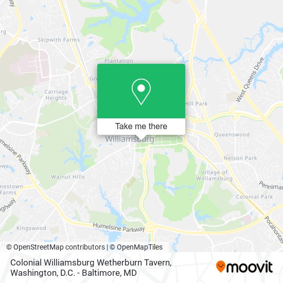 Mapa de Colonial Williamsburg Wetherburn Tavern