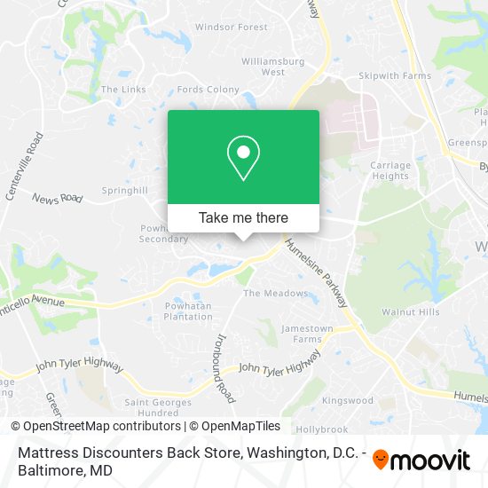 Mattress Discounters Back Store map