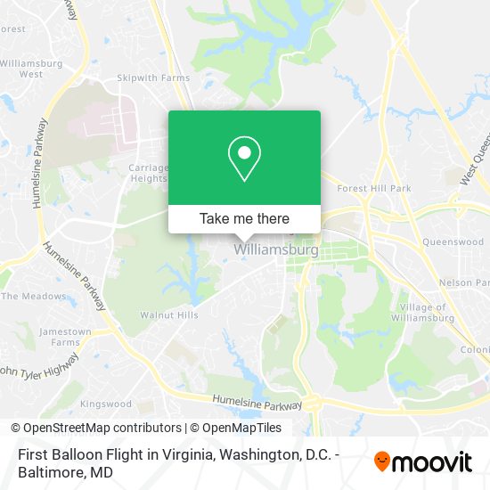 First Balloon Flight in Virginia map