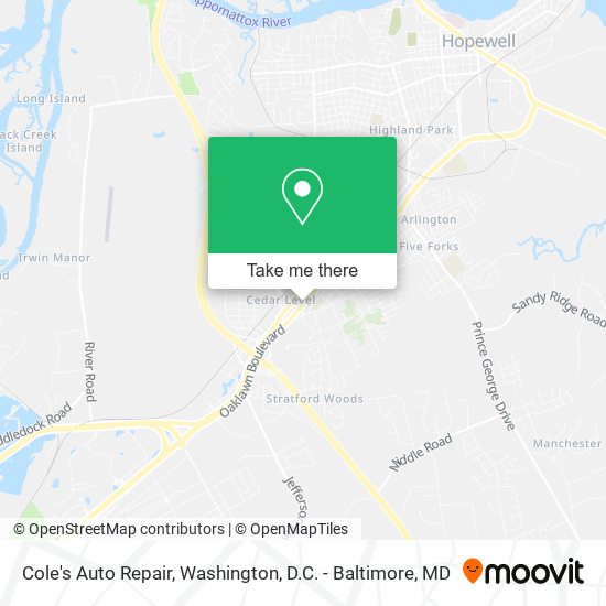 Cole's Auto Repair map