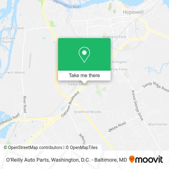 O'Reilly Auto Parts map