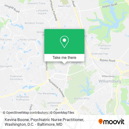 Mapa de Kevina Boone, Psychiatric Nurse Practitioner