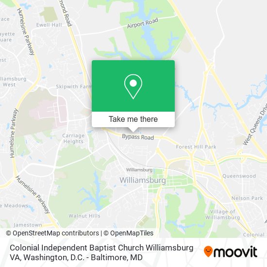 Colonial Independent Baptist Church Williamsburg VA map