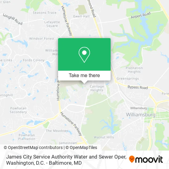 James City Service Authority Water and Sewer Oper map