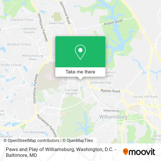 Paws and Play of Williamsburg map