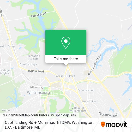 Captl Lnding Rd + Merrimac Trl DMV map