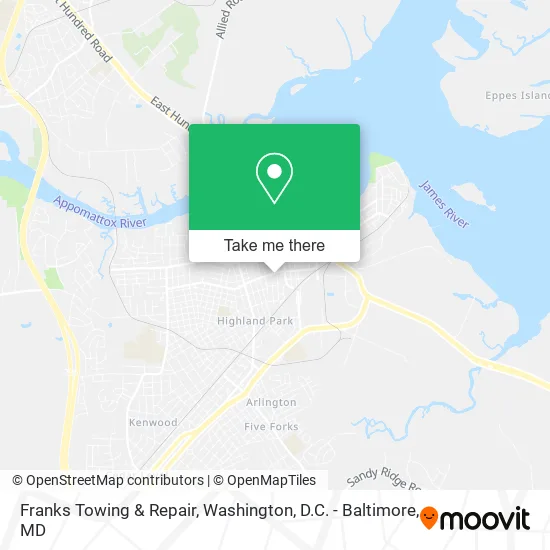 Franks Towing & Repair map
