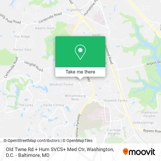 Old Twne Rd + Hum SVCS+ Med Ctr map