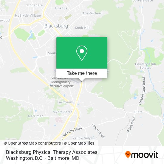 Blacksburg Physical Therapy Associates map