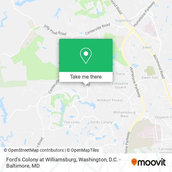 Ford's Colony at Williamsburg map