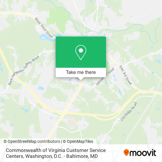 Commonwealth of Virginia Customer Service Centers map