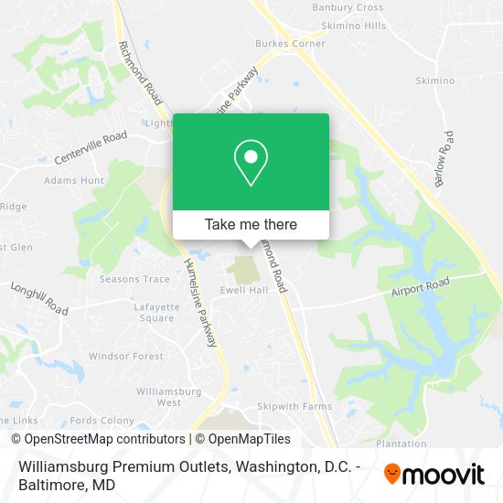 Williamsburg Premium Outlets map