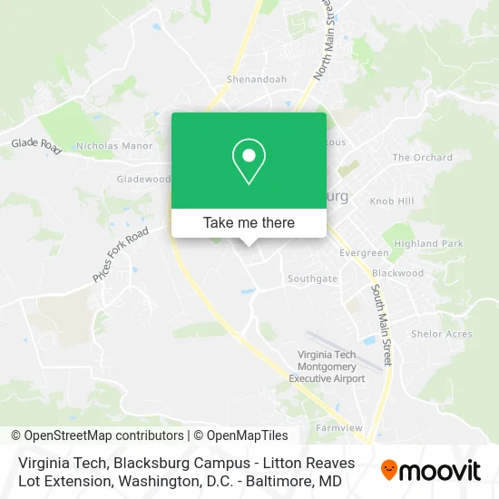 Virginia Tech, Blacksburg Campus - Litton Reaves Lot Extension map
