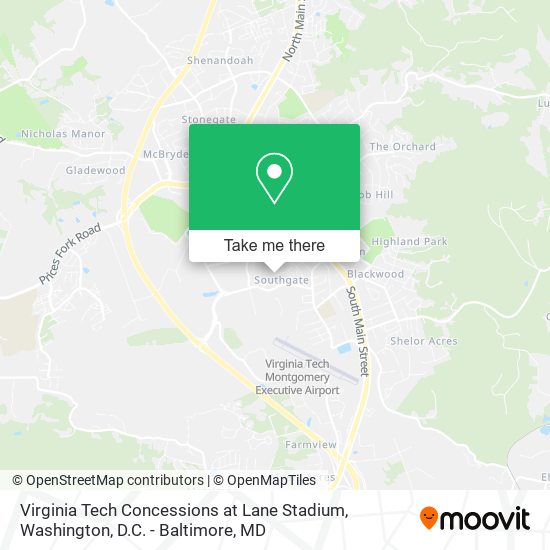 Virginia Tech Concessions at Lane Stadium map